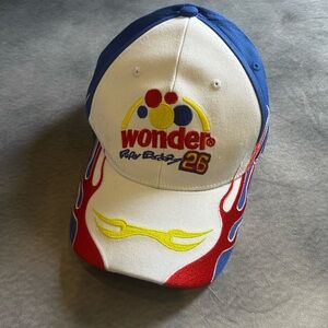 Ricky Bobby Wonderbread Racing Cap in White, Blue & Red - embroidered